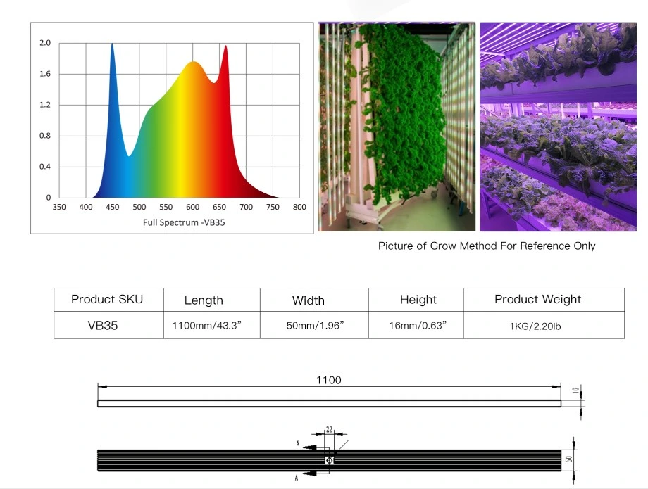 Vertical Farming Hydroponic System Greenhouse 35W 75W LED Grow Light